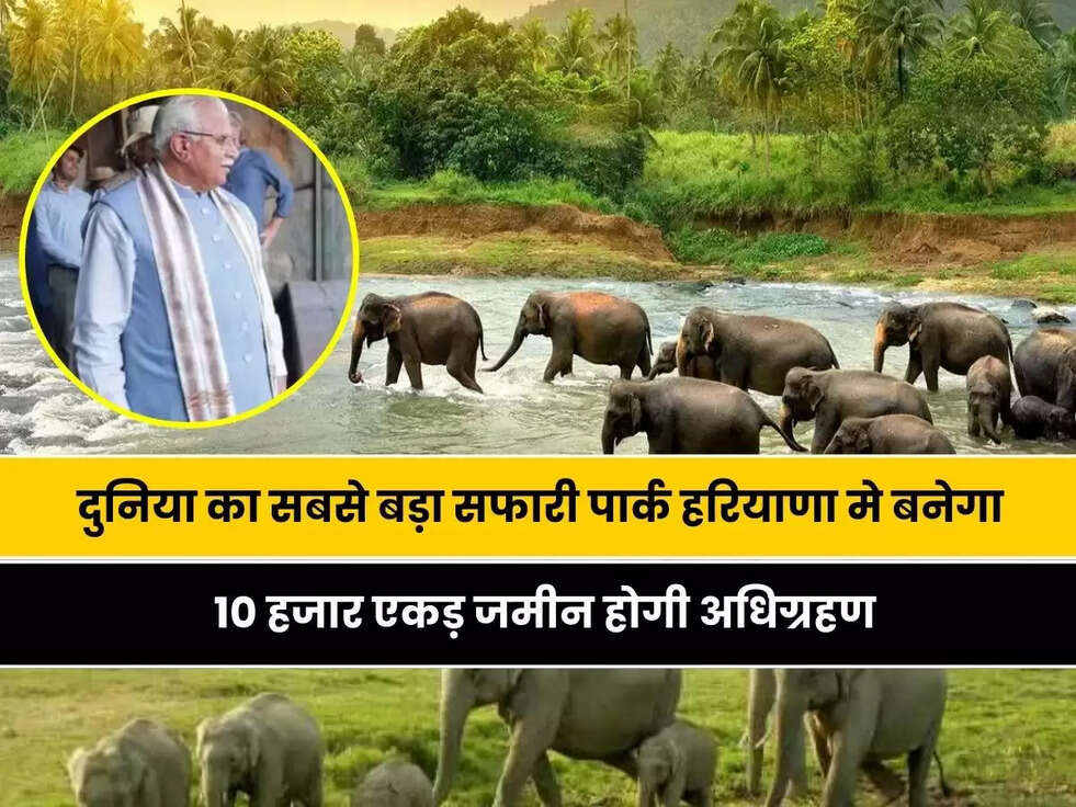 Jungal Safari Haryana:&nbsp;दुनिया का सबसे बड़ा सफारी पार्क हरियाणा के इन जिलों मे बनाया जा रहा है, 10 हजार एकड़ जमीन होगी&nbsp;अधिग्रहण