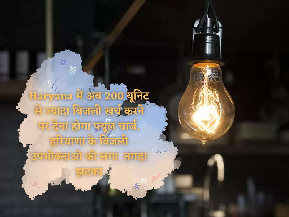 Haryana में अब 200 यूनिट से ज्यादा बिजली खर्च करने पर देना होगा फ्यूल चार्ज, हरियाणा के बिजली उपभोक्ताओ को लगा  तगड़ा झटका