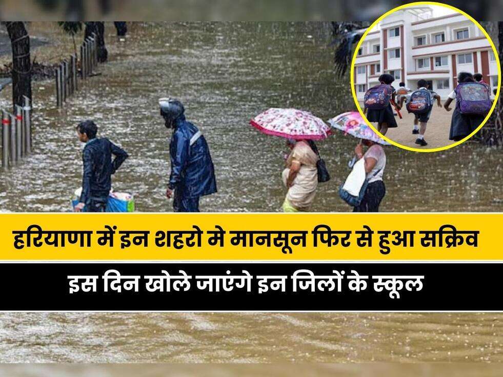 Haryana Weather Update: हरियाणा में इन शहरो मे मानसून फिर से हुआ सक्रिव, इस दिन खोले जाएंगे इन जिलों के स्कूल