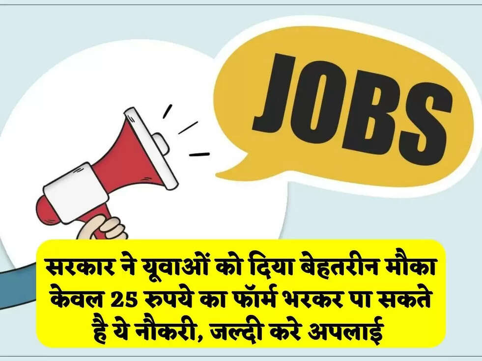 सरकार ने यूवाओं को दिया बेहतरीन मौका केवल 25 रुपये का फॉर्म भरकर पा सकते है ये नौकरी, जल्दी करे अपलाई&nbsp;