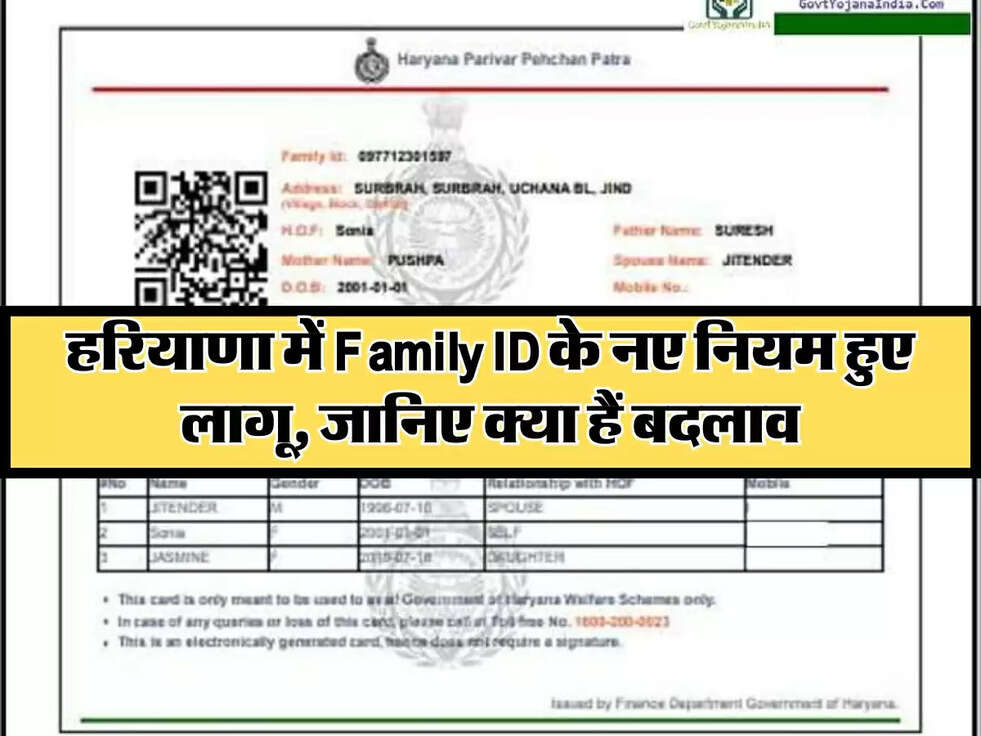 Family ID Update : हरियाणा में Family ID के नए नियम हुए लागू, जानिए क्या हैं बदलाव