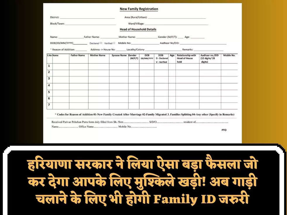 हरियाणा सरकार ने लिया ऐसा बड़ा फैसला जो कर देगा आपके लिए मुश्किले खड़ी! अब गाड़ी चलाने के लिए भी होगी Family ID जरुरी