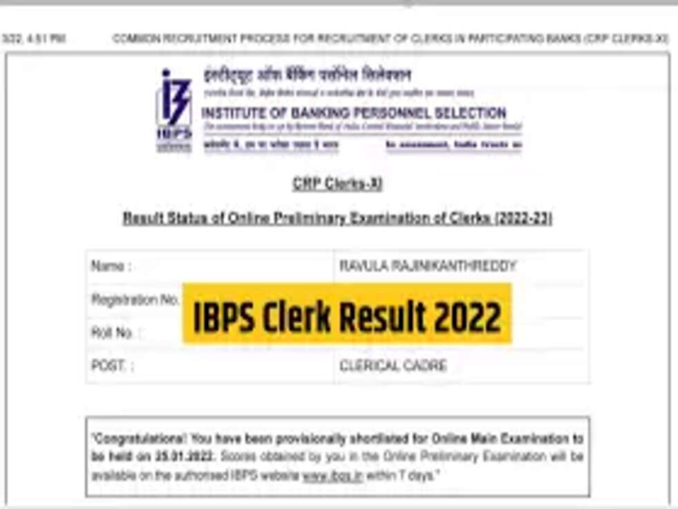 IBPS Clerk Mains Result 2022