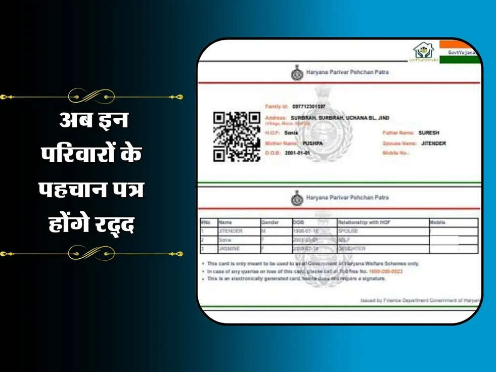 Haryana: अब इन परिवारों के पहचान पत्र होंगे रद्द, सरकार ने बदला बड़ा नियम