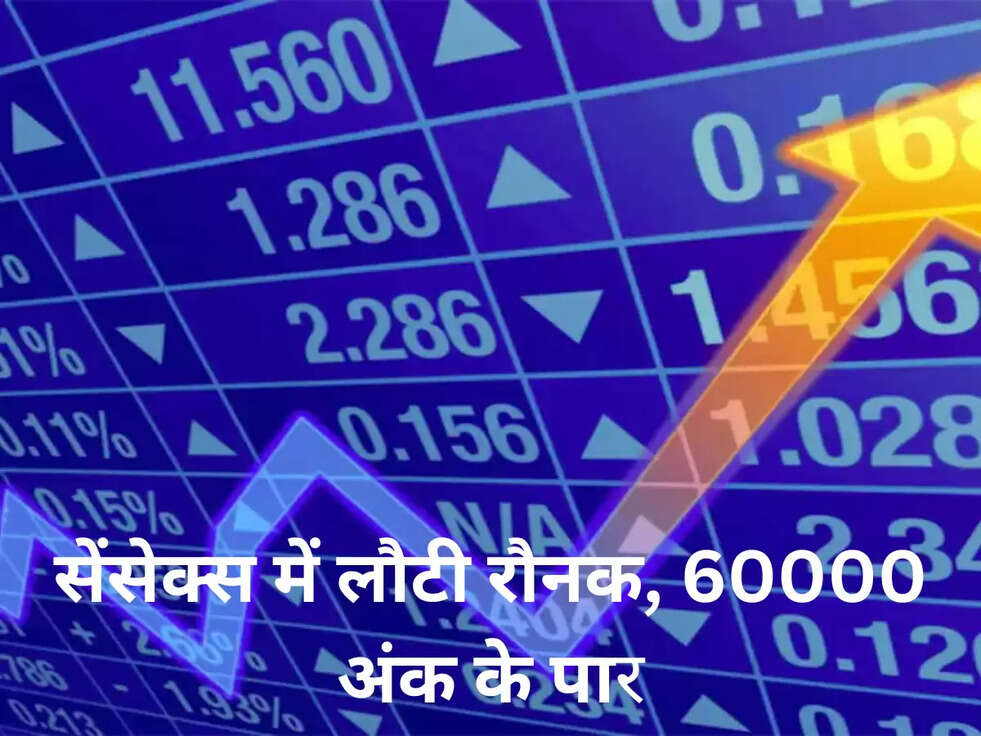 सेंसेक्स में लौटी रौनक, 60000 अंक के पार