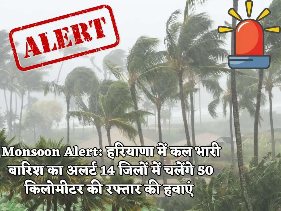Monsoon Alert: हरियाणा में कल भारी बारिश का अलर्ट 14 जिलों में चलेंगे 50 किलोमीटर की रफ्तार की हवाएं&nbsp;