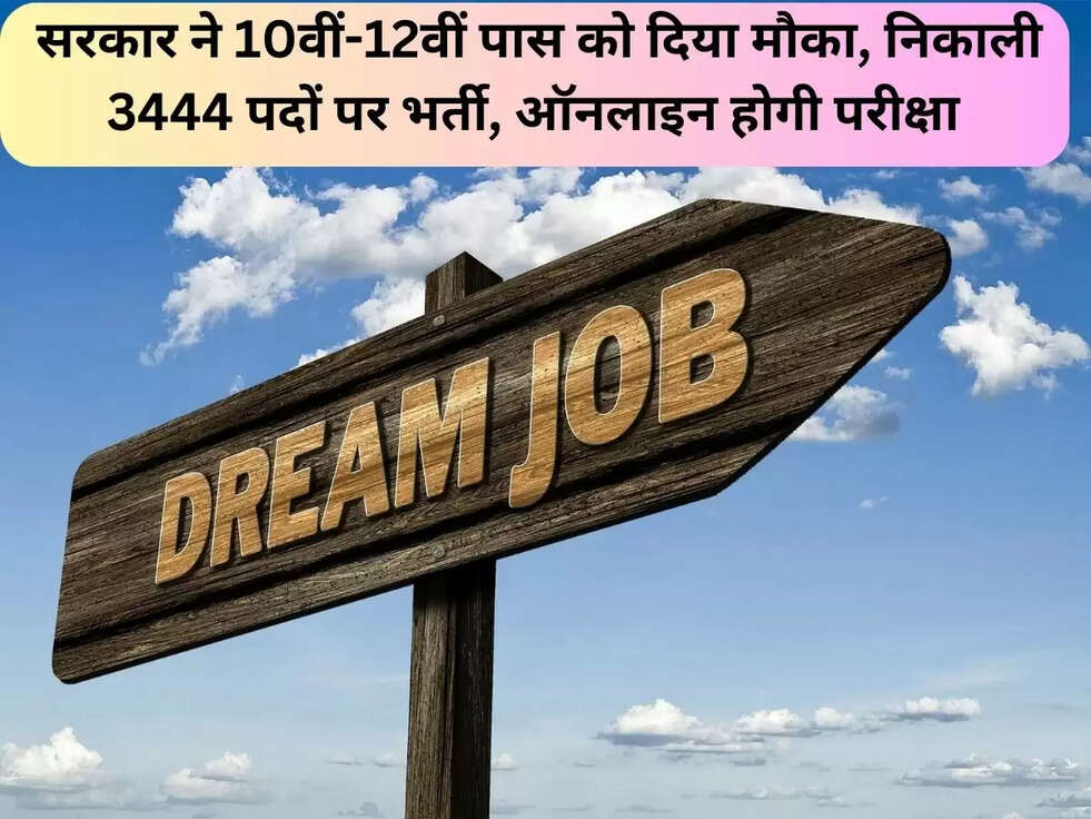  सरकार ने 10वीं-12वीं पास को दिया मौका, निकाली 3444 पदों पर भर्ती,&nbsp;ऑनलाइन होगी परीक्षा